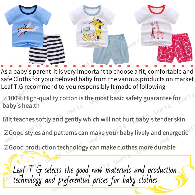 Set áo thun ngắn tay + quần đùi cotton thời trang cho bé 1-5 tuổi