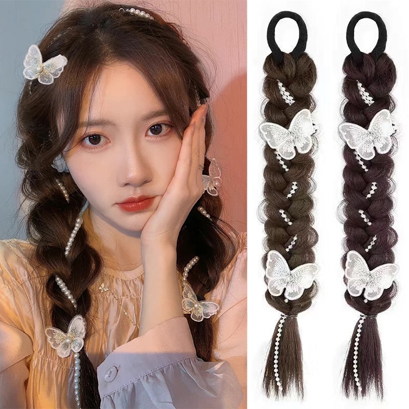 Set 2 Tóc Giả Thắt Bím Đuôi Ngựa Thời Trang Cho Nữ