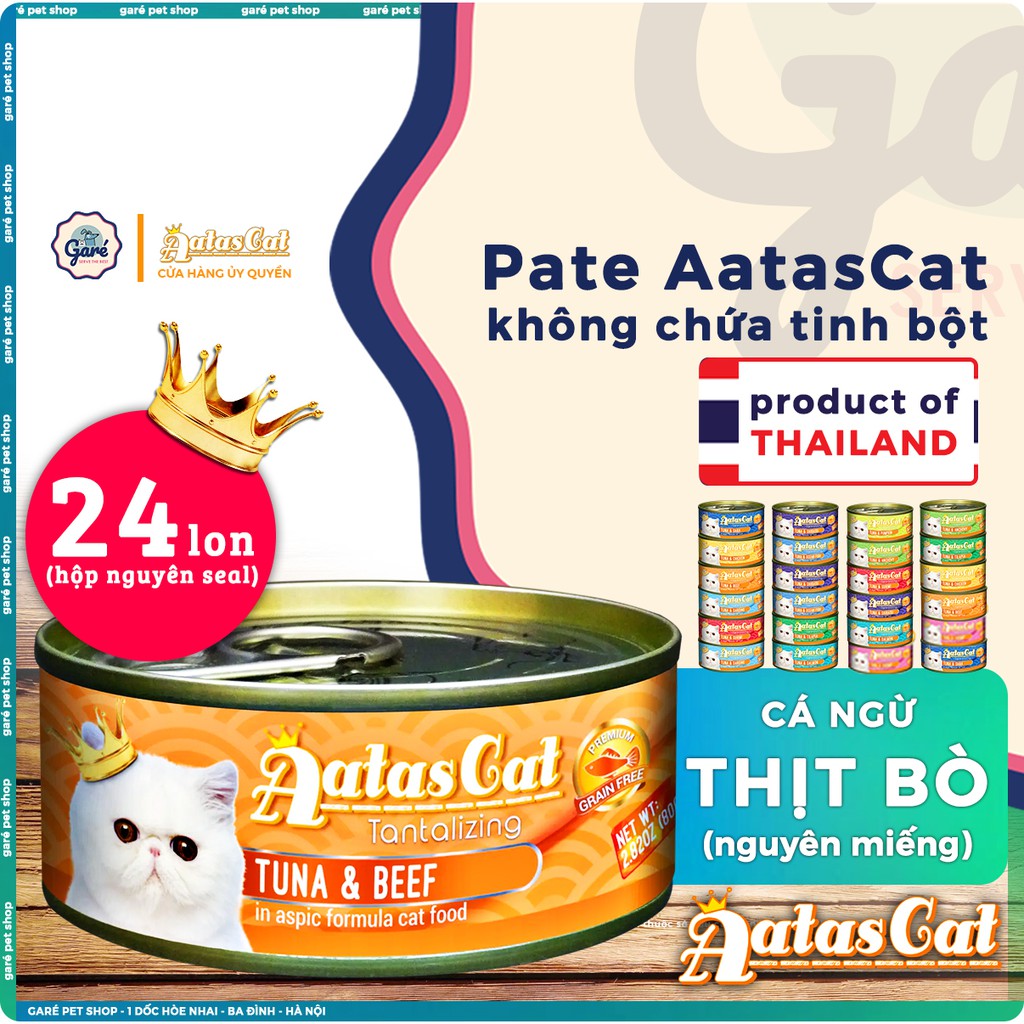 80gr - Pate thịt xé Aatas nguyên miếng đủ vị dành cho Mèo Made in Thailand