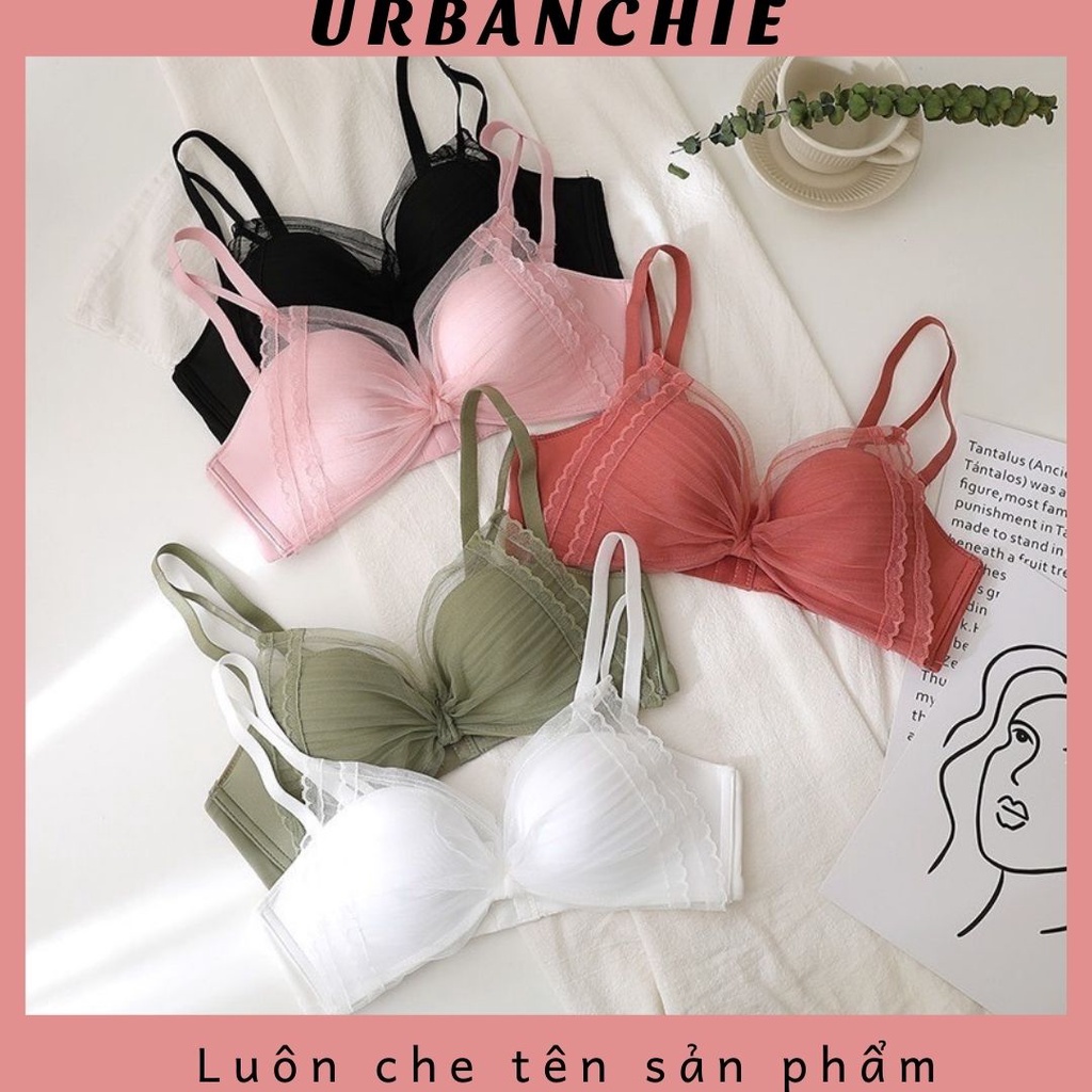 Áo Lót Đúc Su Không Gọng Phối Ren Nơ Trước Nâng Ngực-AL031