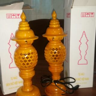 Cặp Đèn thờ gỗ 36 cm ( videothật)