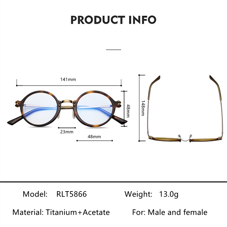 Ta.vat Mắt Kính Gọng Tròn Bằng Sợi Acetate + Sợi Titan Nguyên Chất Phong Cách Vintage Nhật Bản Thủ Công Có Thể Được Trang Bị Với