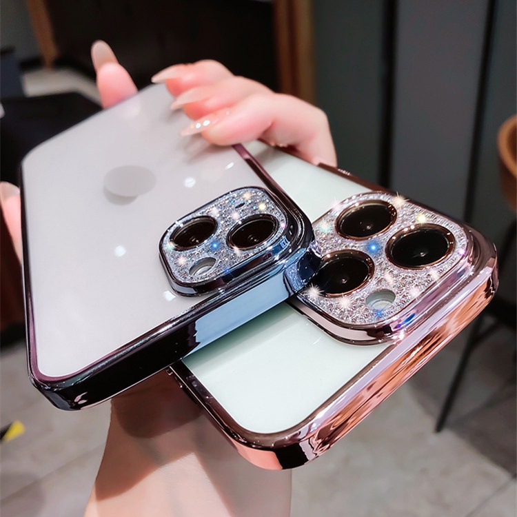 Ốp Điện Thoại Mạ Điện Bảo Vệ Ống Kính Máy Ảnh Cho iPhone 13 12 11 Pro Max i13 i11