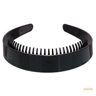 Băng đô cài tóc bằng nhựa màu đen bóng chống trượt có răng rộng 2.5cm cho nữ