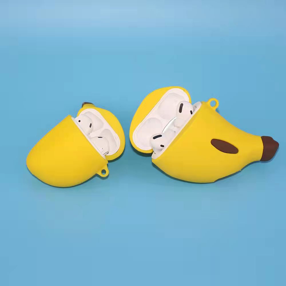 Vỏ Bảo Vệ Hộp Sạc Tai Nghe Airpods 3/1/2 pro bluetooth Không Dây Chất Liệu Silicon Mềm Hình Quả Chuối 3D