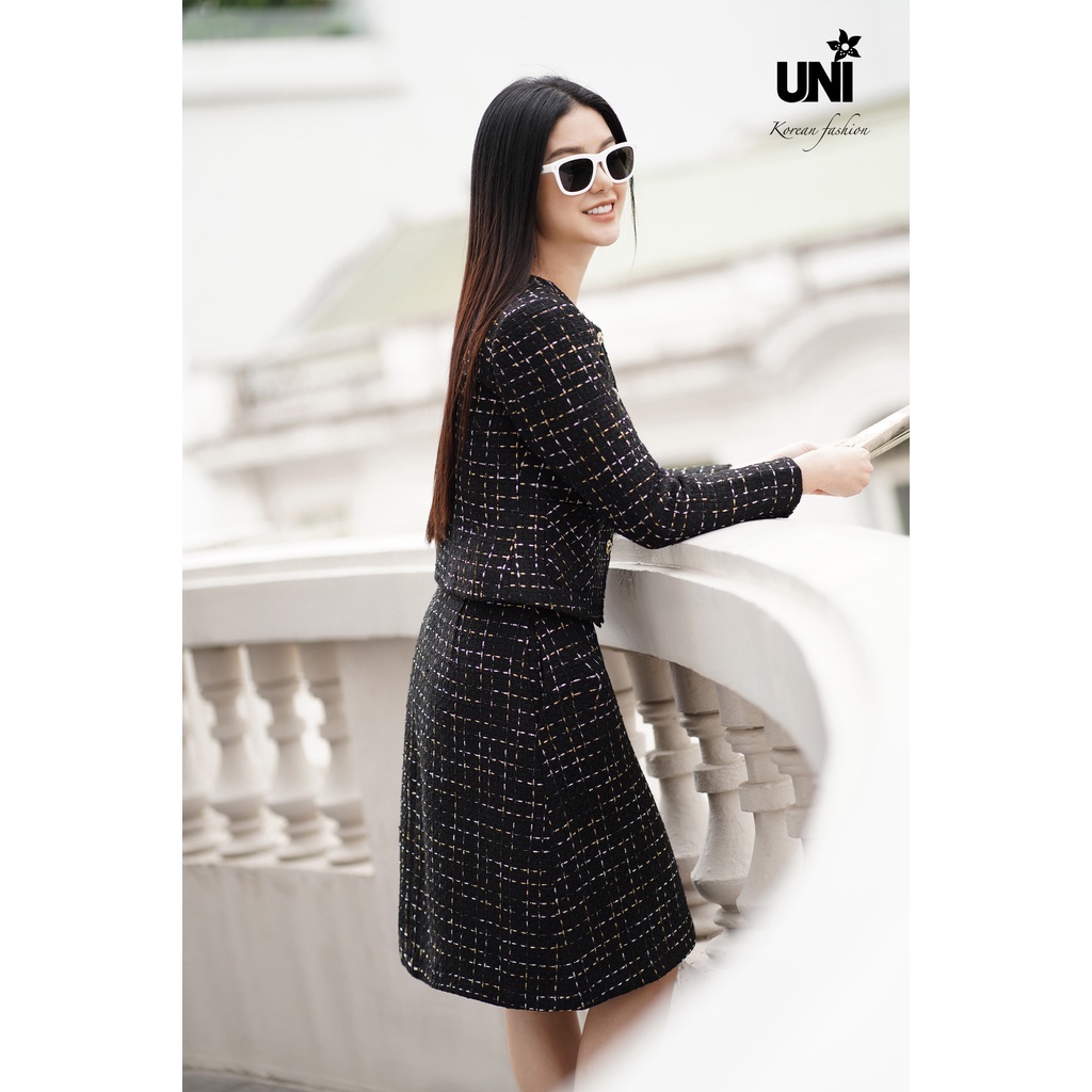 Sét Dạ Tweed Nữ UNIVTH Áo Khoác Và Chân Váy Dáng A Cao Cấp 9VB0206-9CAB211