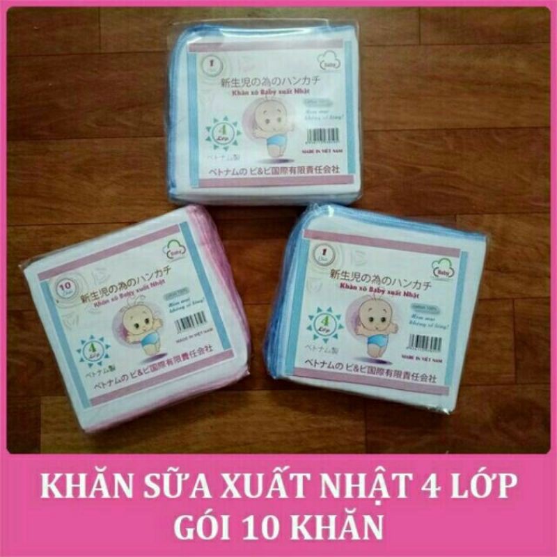 10 Chiếc Khăn Xô Sữa Xuất Nhật 4 Lớp / Mác Đầu Trọc
