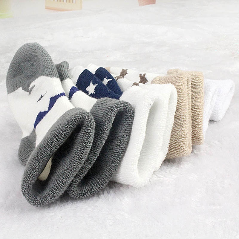 Vớ Chống Trượt Dày Dặn Giữ Ấm In Họa Tiết Hoạt Hình Dễ Thương Cho Bé 0-1 Tuổi