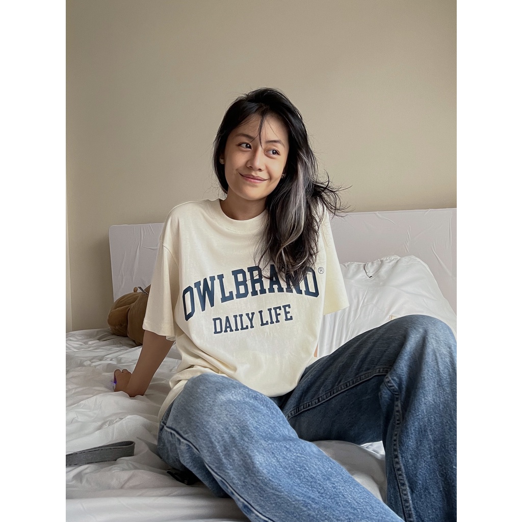 OWL BRAND® RETRO TEXT TEE - Áo thun in chữ cổ điển / Trắng - OWL010322