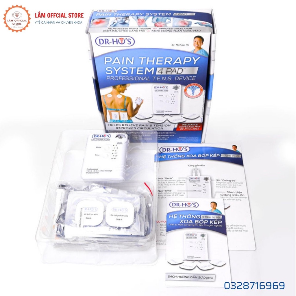 Máy massage, máy massage xung điện trị liệu DR HO'S loại mới nhất 4 miếng dán