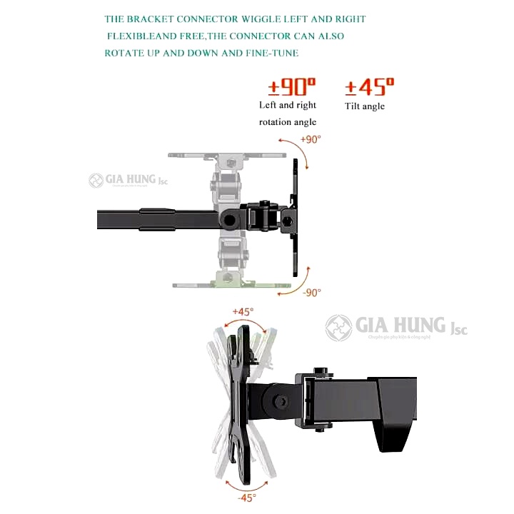 💥💥💥GIÁ TREO MÀN HÌNH MÁY TÍNH 2 MÀN HÌNH NGANG DW220 - T DUAL ARM