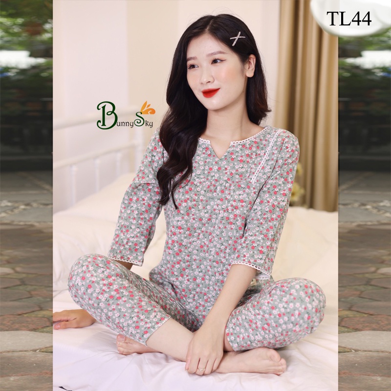 [Bunny] Đồ bộ mặc nhà quần áo bộ nữ mặc nhà kiểu dáng dễ thương chất liệu lụa