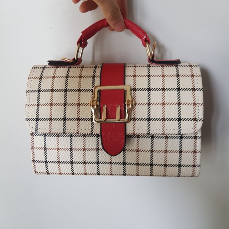 Túi Đeo Chéo Kẻ Caro Thời Trang Hàn Cho Nữ