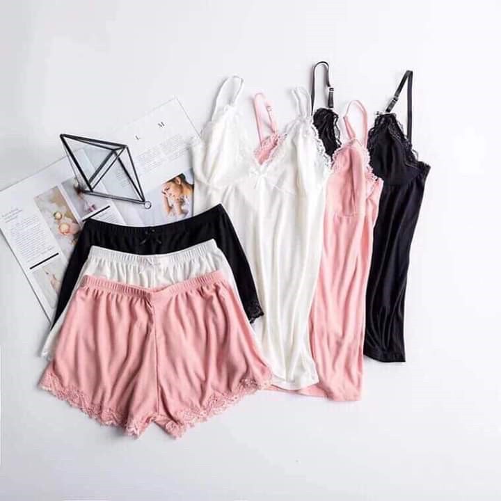 Đồ Ngủ Sexy Đồ Ngủ 2 Dây Viền Ren Chất Liệu Thun Borip Cao Cấp Freesize 40-60kg - CN007 CINY | BigBuy360 - bigbuy360.vn