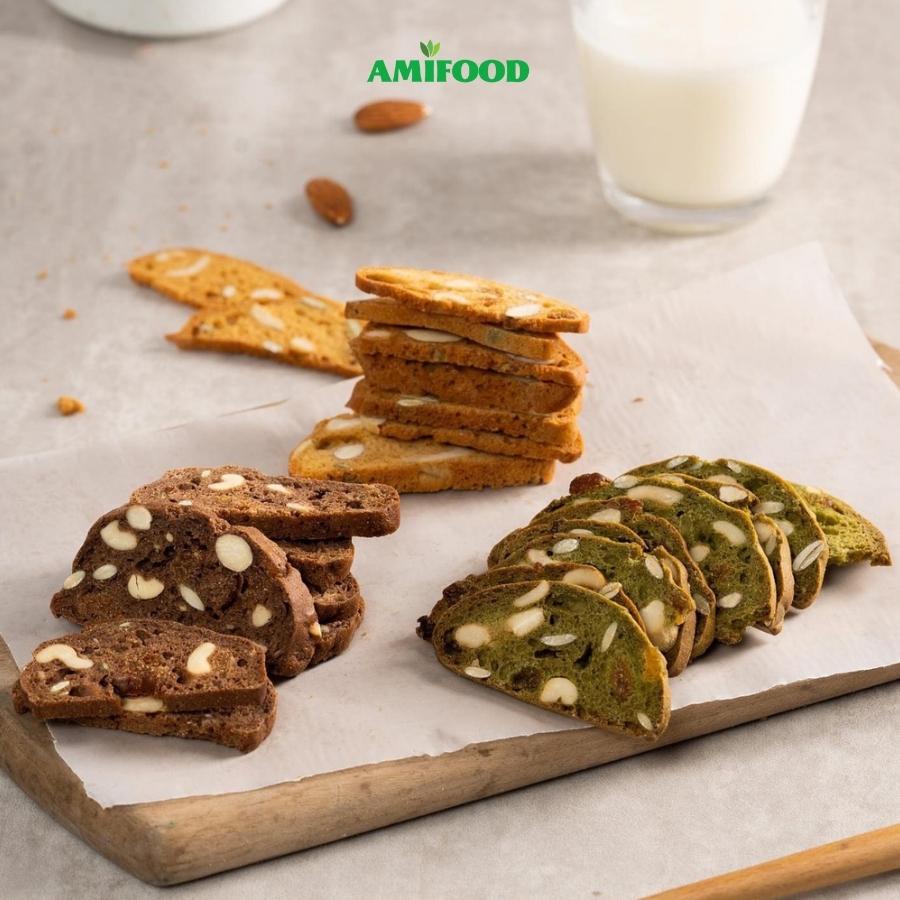 [COMBO 2 HỘP 500Gram] Granola Siêu Hạt + Bánh Biscostti Nguyên Cám, Ăn Vặt,Ăn Kiêng Amifood