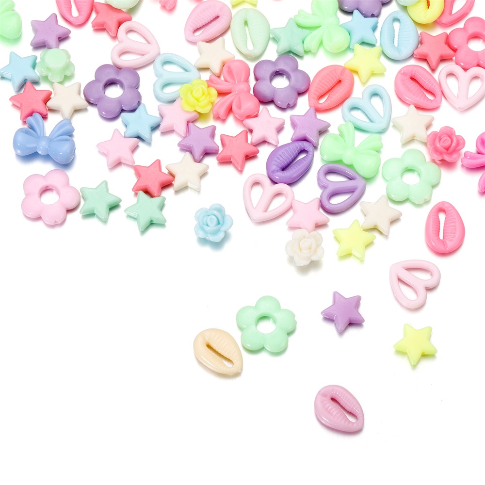 20g hỗn hợp màu acrylic hạt tình yêu hoa ngôi sao năm cánh hạt chuỗi hạt vòng đeo tay DIY