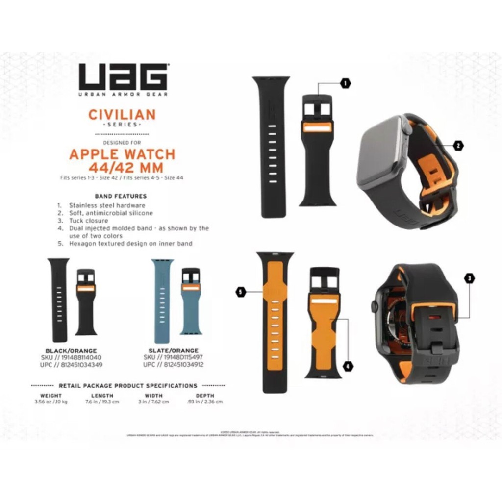 UAG Dây Apple watch Civilian 1:1 Series 1 2 3 4 5 6 size 38 40 42 44 mm