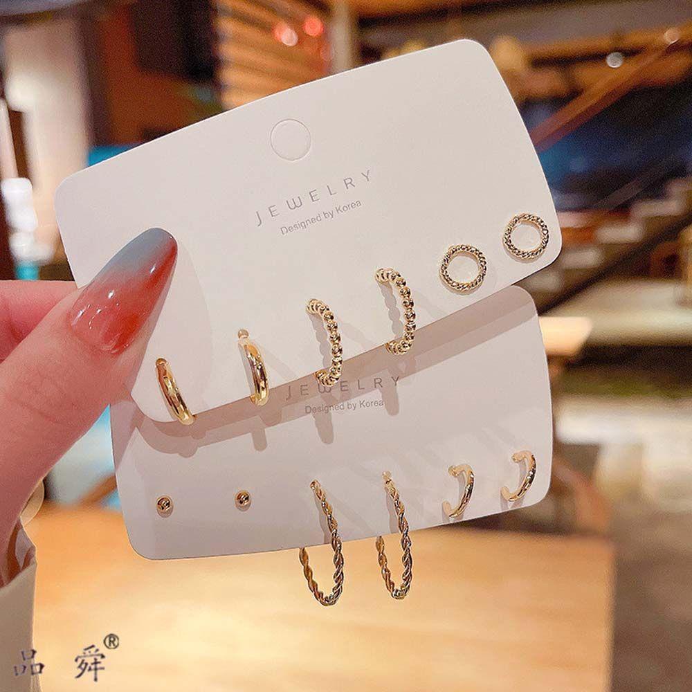 JARRED Set 3 Đôi Khuyên Tai Tròn Thời Trang Hàn Quốc