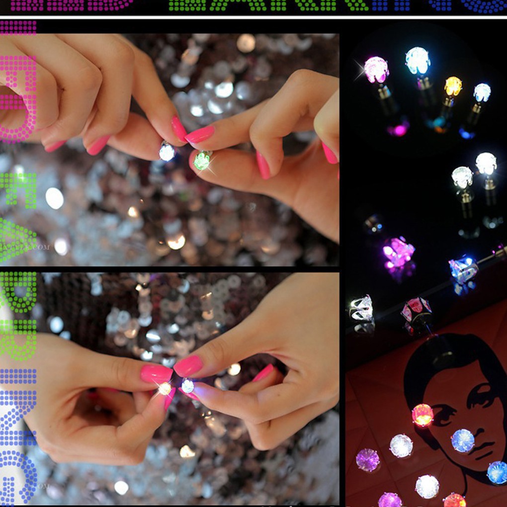 Light Up Led Stainless Steel Earrings Studs Dance for Xmas