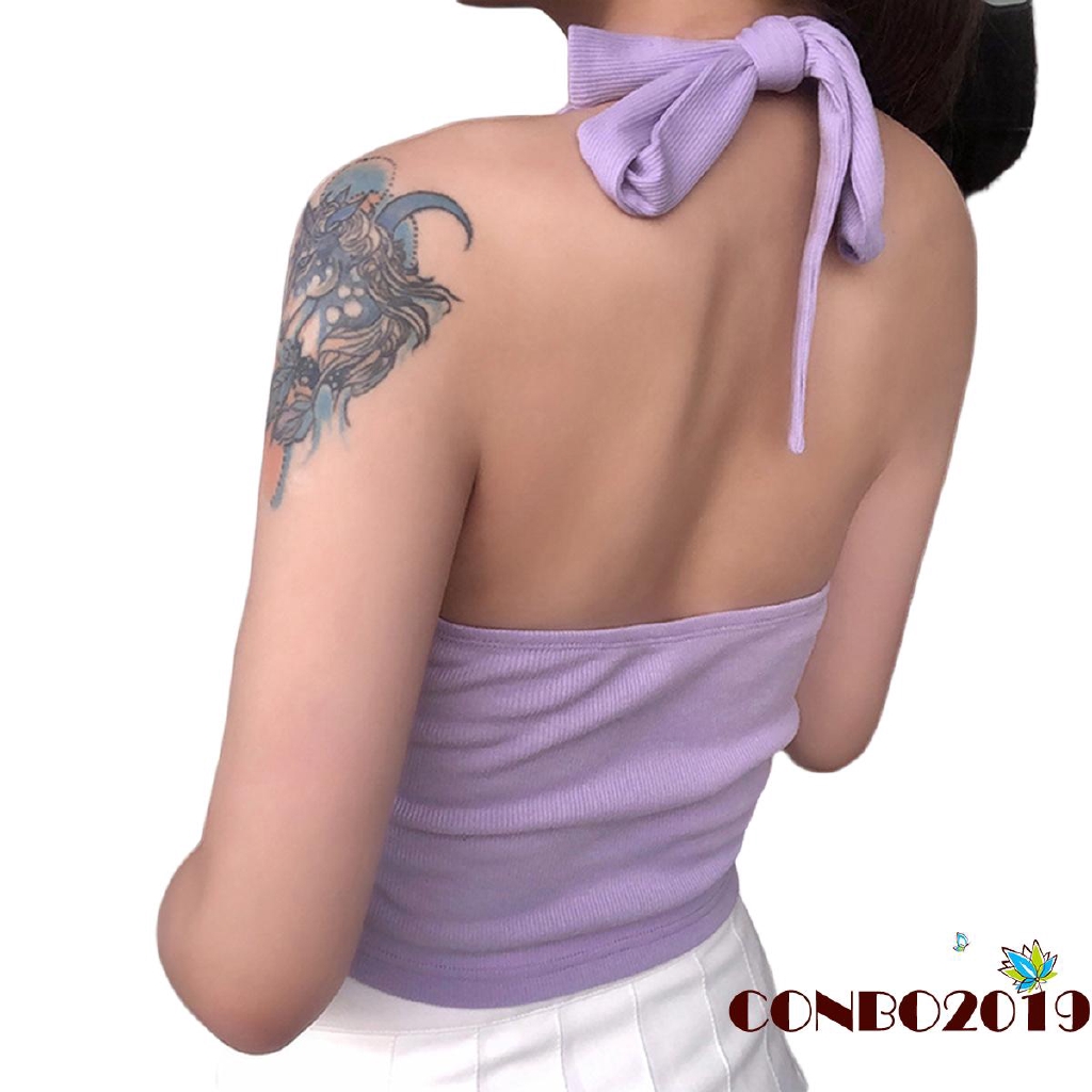 Áo Croptop Sát Nách Hở Lưng Quyến Rũ Cho Nữ