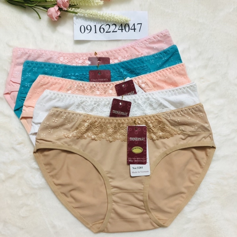 Set 5 Quần lót nữ Thịnh phát phối ren, quần chíp nữ thun lạnh cực êm chất siêu mền mát