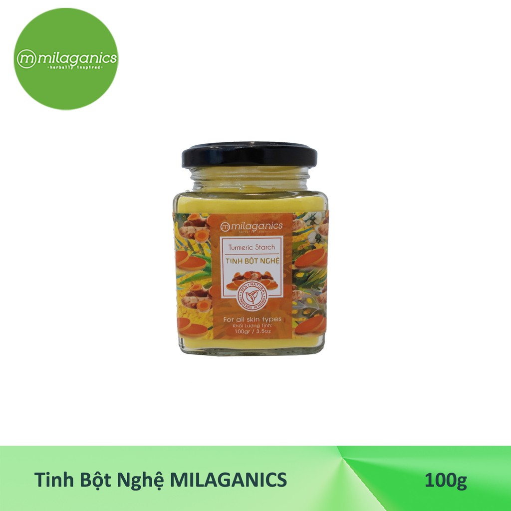 Tinh Bột Nghệ Mờ Thâm Nám, Chống Lão Hóa Milaganics Hũ 100g