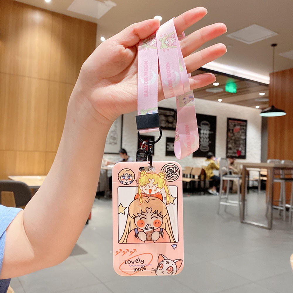 1 Túi Đựng Thẻ Xe Buýt / Thẻ Xe Buýt Bằng Nhựa Abs Hình Thủy Thủ Mặt Trăng Kèm Dây Đeo Cho Học Sinh