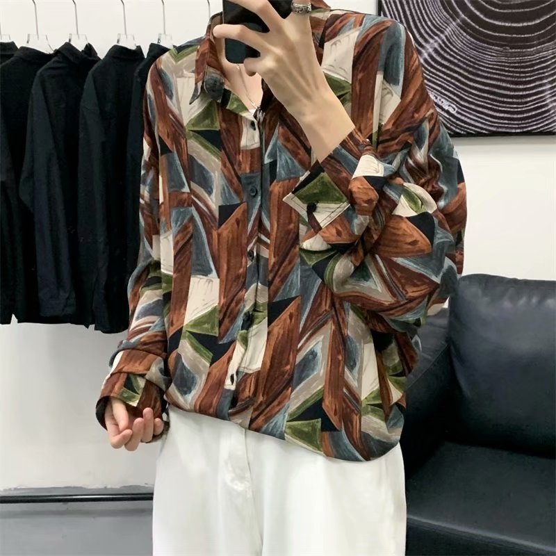 Korean Style 3d Printed Long Sleeve Shirt For Men / Women