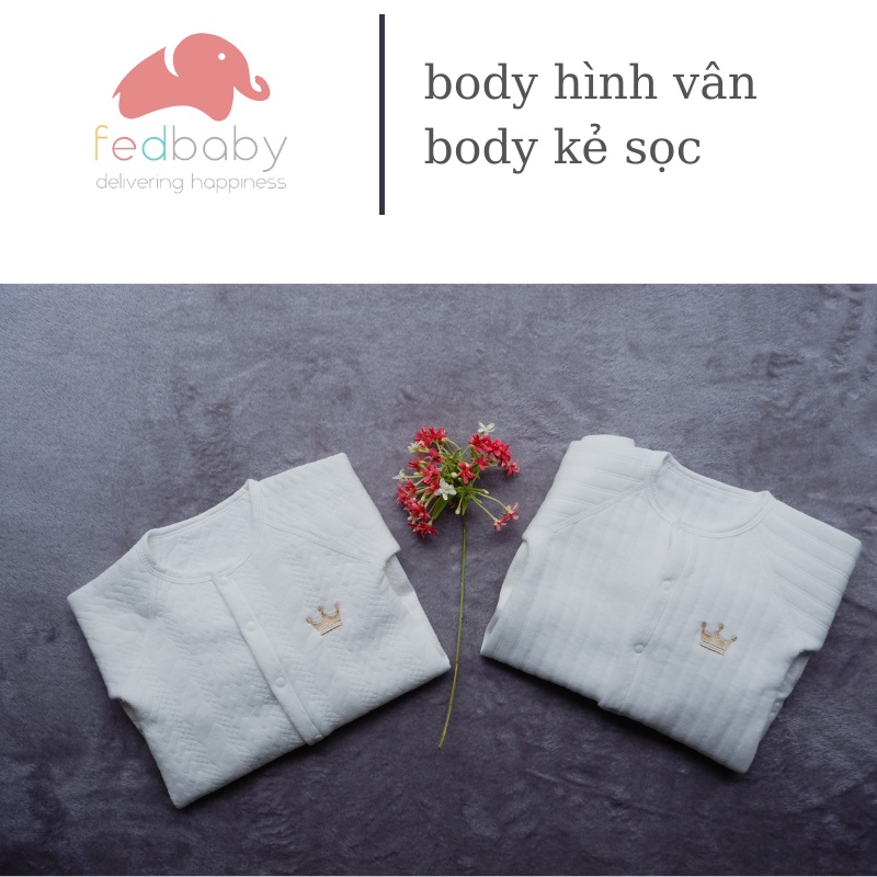 Bộ áo liền quần dành cho bé sơ sinh 0-6 tháng tuổi, thu đông dày dặn thương hiệu Fedbaby