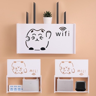 Hộp Kệ Wifi IGA Họa Tiết Mèo Hạnh Phúc Chất Liệu Gỗ Nhựa PVC - IG345