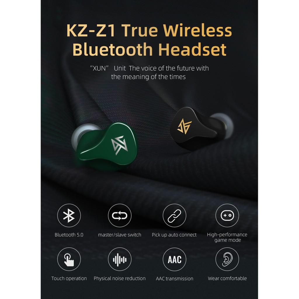 Tai nghe TWS bluetooth 5.0 KZ Z1 Z1 Pro hỗ trợ game AAC điều khiển cảm ứng
