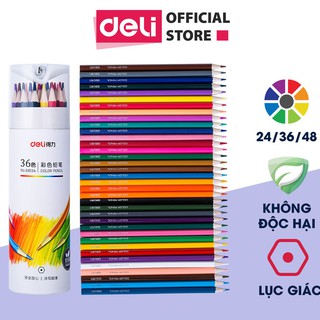 Bút chì màu chuyên nghiệp dạng cốc deli 24/36/48 màu - 68123/68124/68125