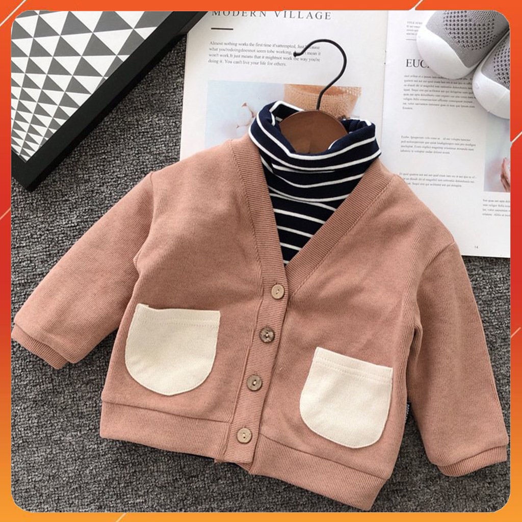 Áo khoác cardigan cho bé Trang-store29 , Áo thu dông Chất cotton Len trơn Cao Cấp Cho Bé Trai Bé Gái Từ 6-20kg K023