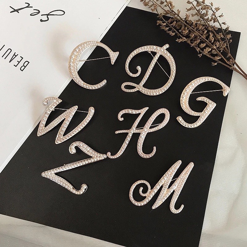 Ghim Cài Áo Hình Chữ Cái Đính Ngọc Trai Giả Thời Trang Cho Nữ