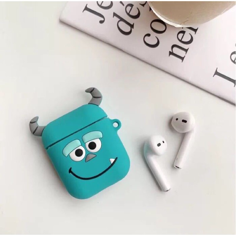 [Rẻ vô địch] Case Vỏ bọc ốp tai nghe Airpods 1 2 Pro chất liệu Silicone dày dặn hình Yêu Quái Xanh cực chất