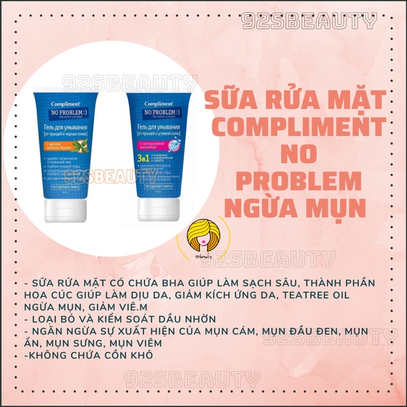 Sữa rửa mặt Compliment No Problem dạng gel ngừa mụn