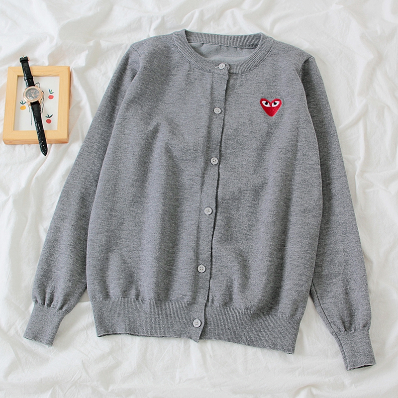 IELGY Áo sweater Mỏng Tay Dài In Hình Trái Tim Màu Đen Dễ Thương Cho Nữ