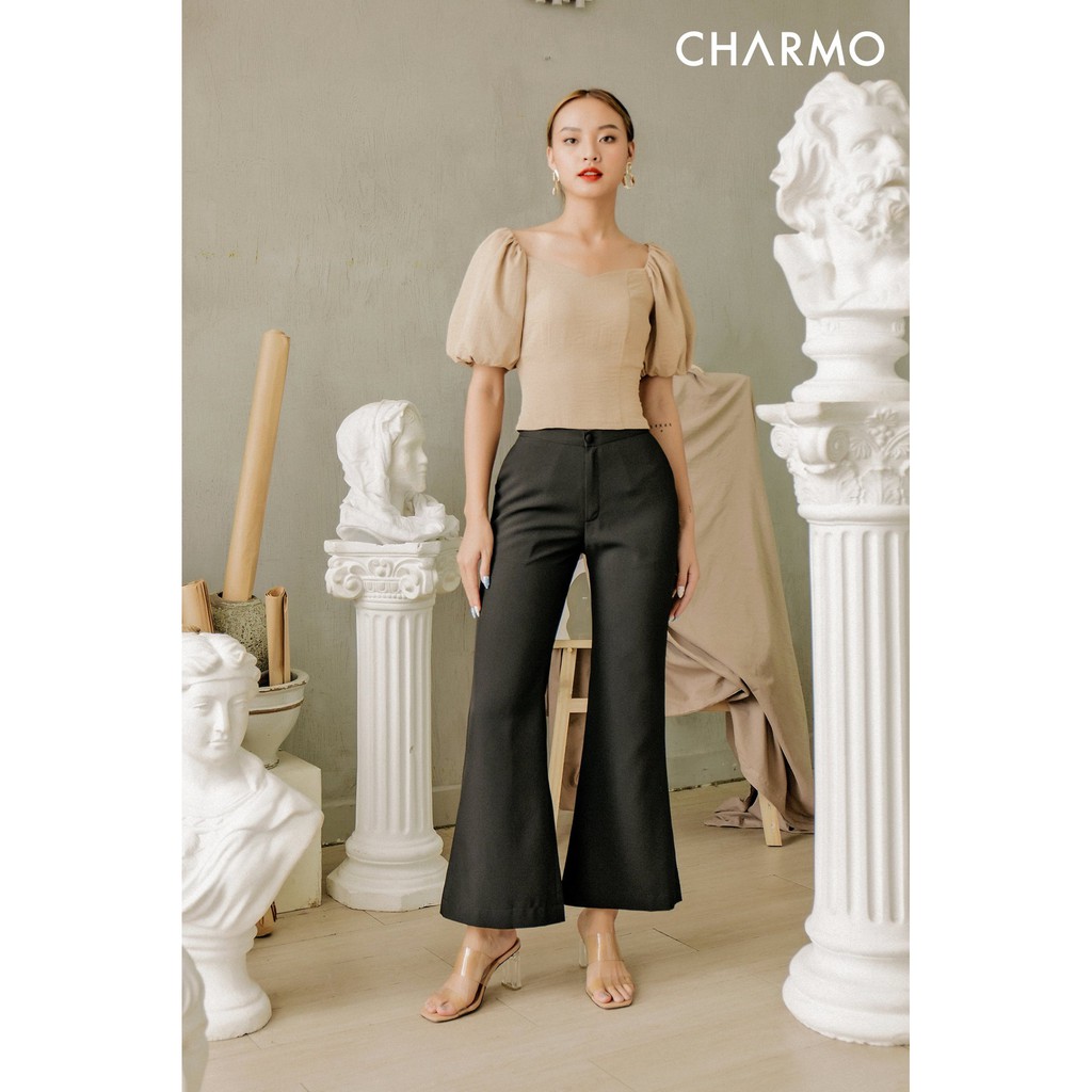 Quần ống loe CHARMO vải cotton lụa Flaring Cullotes