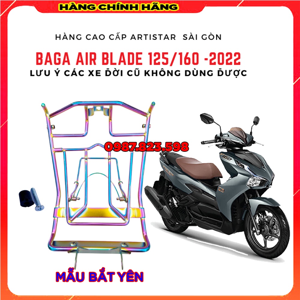 Baga AirBlade (AB) 125/160 Đời Mới 2023 Inox / Sơn Đen / Titan - Loại Bắt Bào Yên Gọn Gàng,Thẩm Mỹ Cao