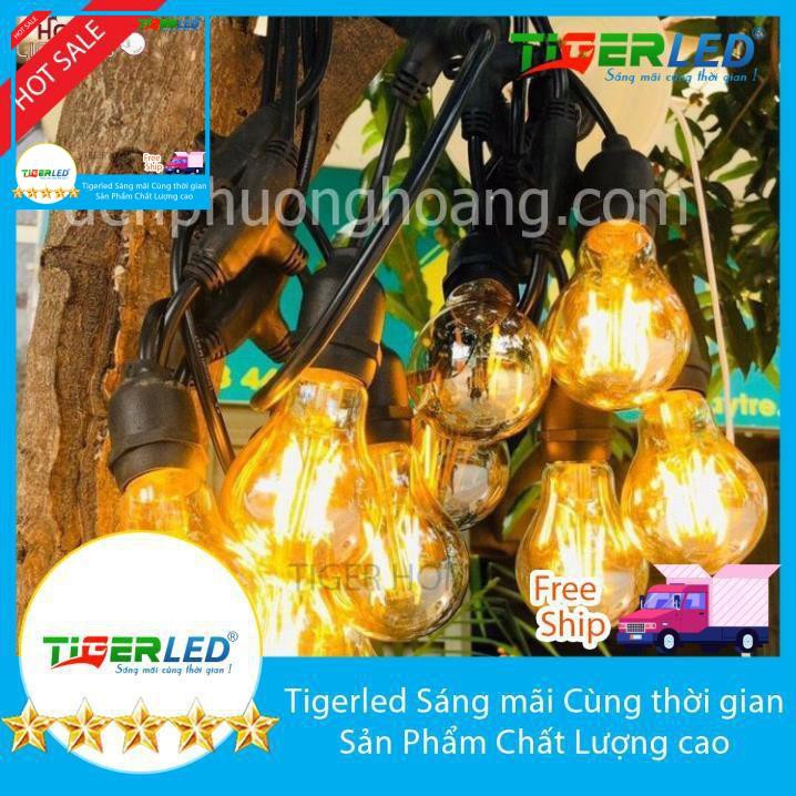 Đèn dây trang trí ngoài trời 5M 10 đui kín nước (IP65) Đây Đồng Nguyên Chất Chịu tải 10 bóng 50w