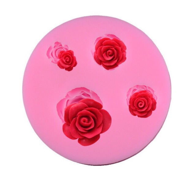 Khuôn Silicon Hoa Hồng 4 bông nhỏ 0,3-1cm-khuôn trung thu hiện đại , khuôn Resin)