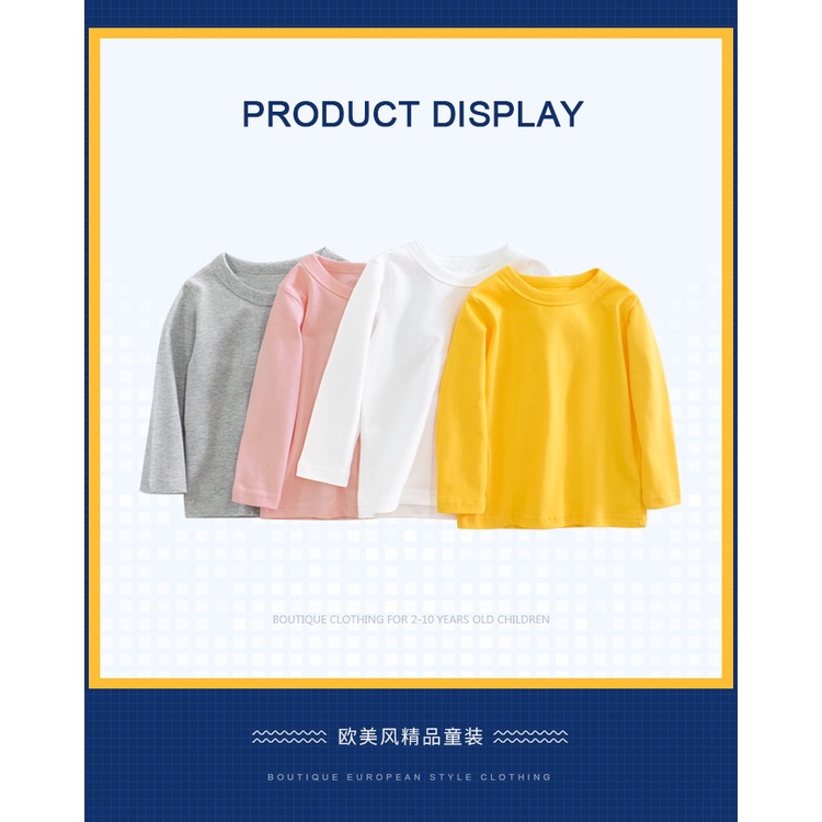 Áo Thun Dài Tay Cho Bé 27Kids, áo thun trơn nhiều màu chất liệu 100% cotton Cao Cấp cho bé trai &amp; bé gái 3 - 10 tuổi