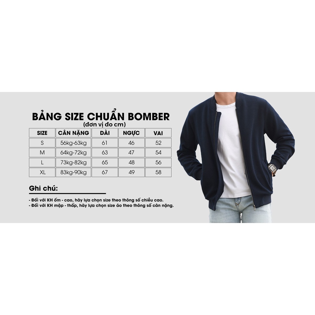 Áo khoác bomber nam The GMEN Textured Bomber chất liệu nhung tăm cao cấp, dày dặn