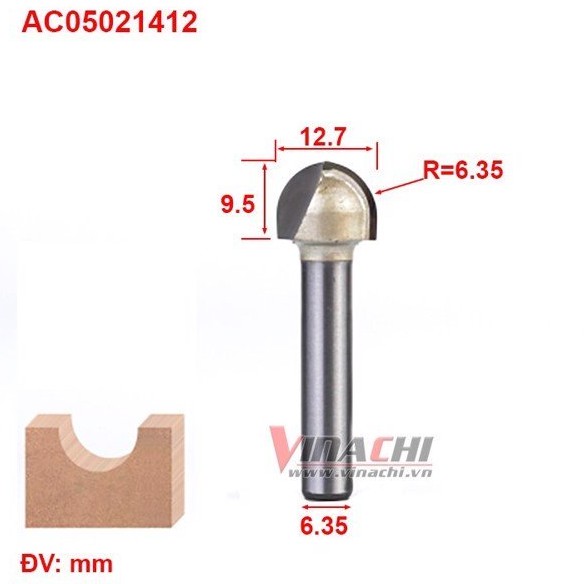 MŨI SOI BÁN NGUYỆT NGANG AC0502 CỐT 6,35MM. - 1 MŨI