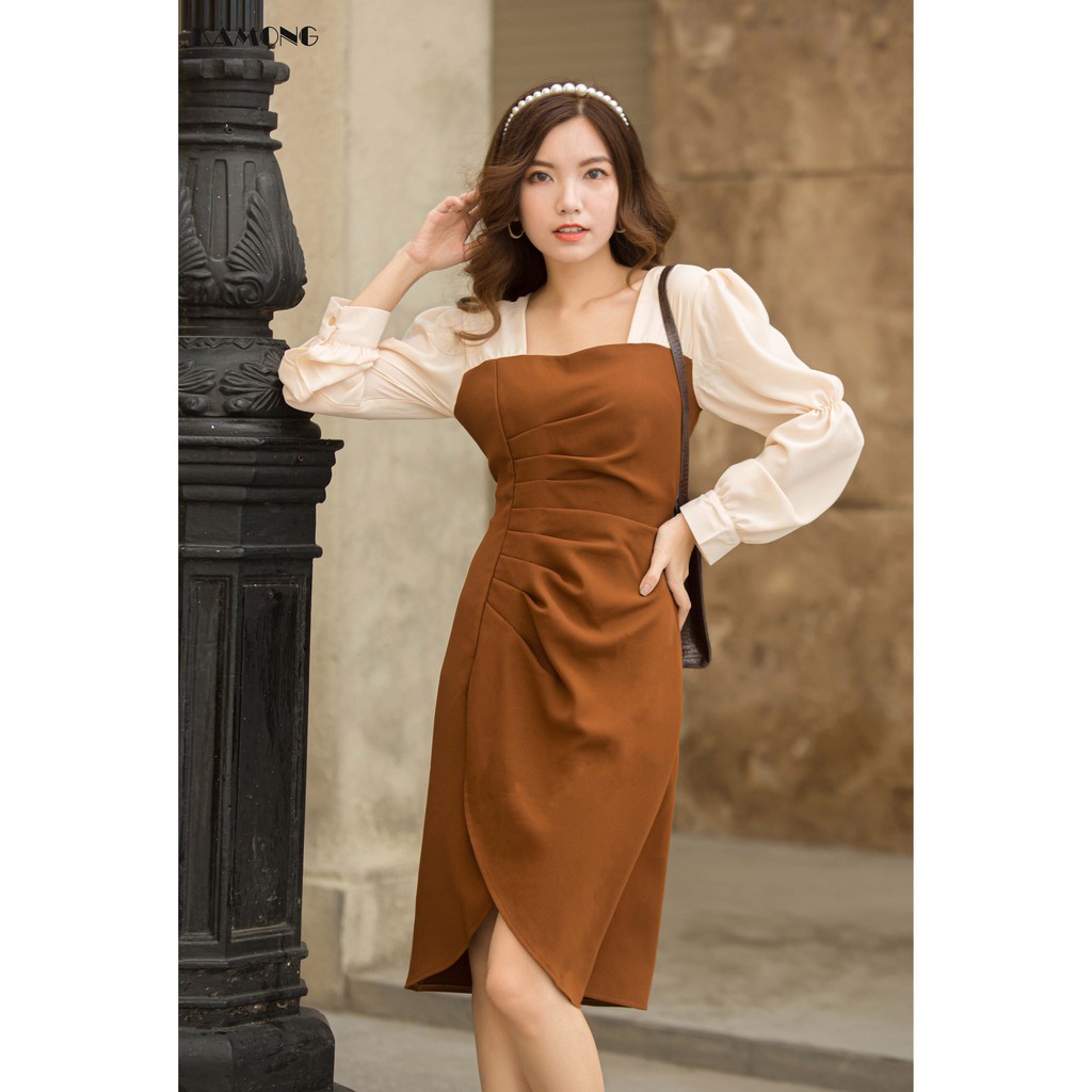 Đầm xẻ tà xếp ly thân KAMONG D126 | BigBuy360 - bigbuy360.vn