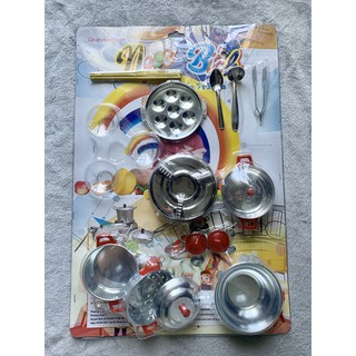 BỘ ĐỒ CHƠI NẤU ĂN INOX SIZE LỚN 16 MÓN NẤU ĂN ĐƯỢC