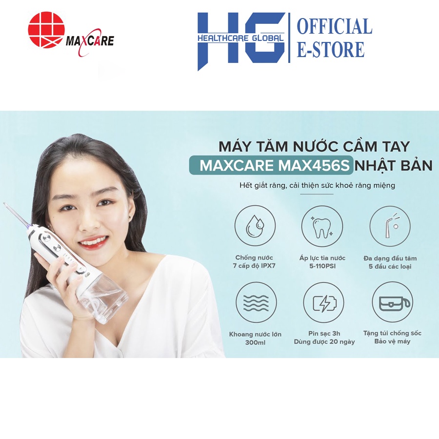 [Thương Hiệu Nhật Bản] Máy Tăm Nước Du Lịch Cầm Tay Cao Cấp Maxcare Max456S/ Max456SE | Được Các Nha Sỹ Khuyên Dùng