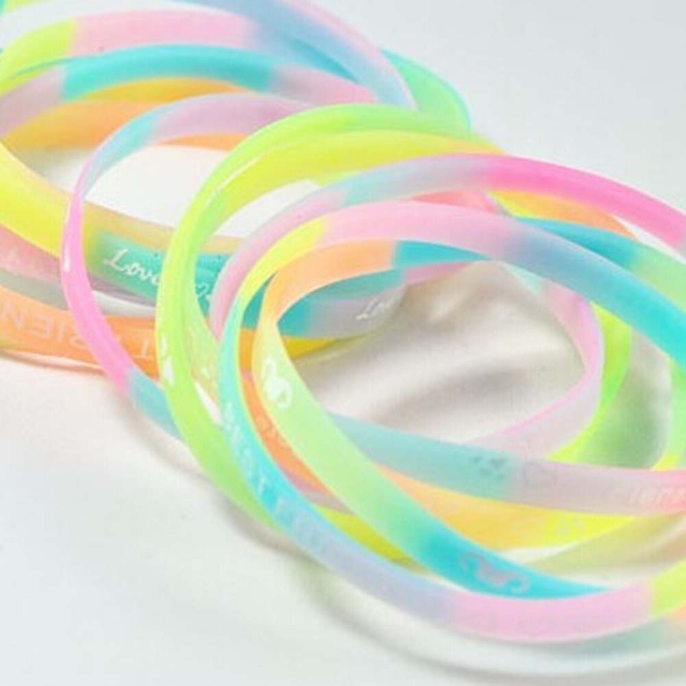 flowersqueen Vòng tay silicone phát quang in chữ độc đáo