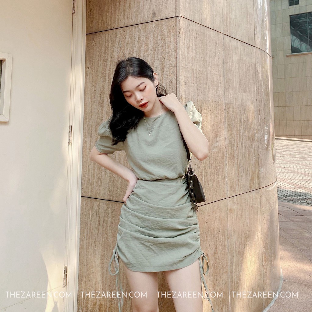 [Mã SKAMFA06 giảm 10% tối đa 50K đơn 0Đ] ĐẦM RÚT DÂY 2 BÊN ZAREEN DAB04 RÊU | BigBuy360 - bigbuy360.vn