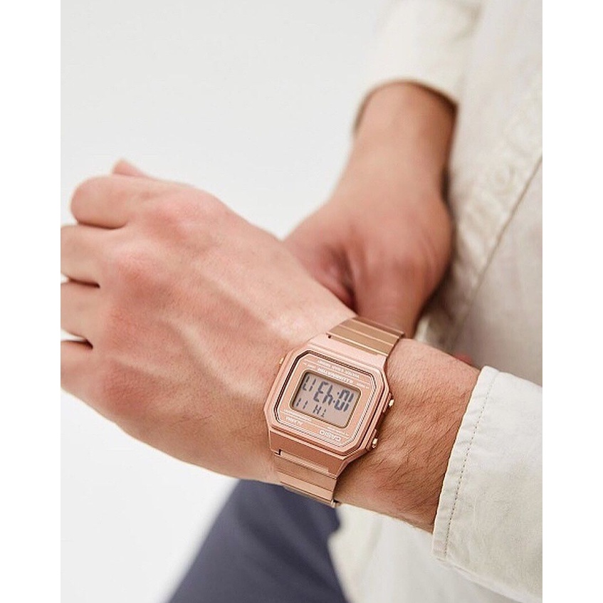 Đồng hồ unisex Casio B650WC-5A dây thép không gỉ, màu rose gold, chống nước 50m, hàng chính hãng